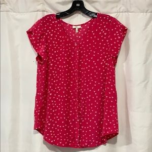 Joie pink silk heart blouse
